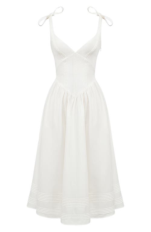 House Of Cb Hattie Lace-up Stretch Cotton Blend Corset Midi Dress In White