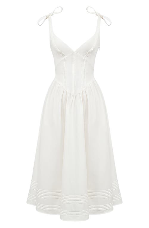 Shop House Of Cb Hattie Lace-up Stretch Cotton Blend Corset Midi Dress In White