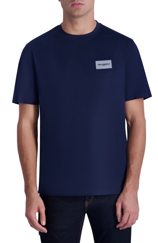 Shop Karl Lagerfeld Paris Logo Patch T-shirt In Navy