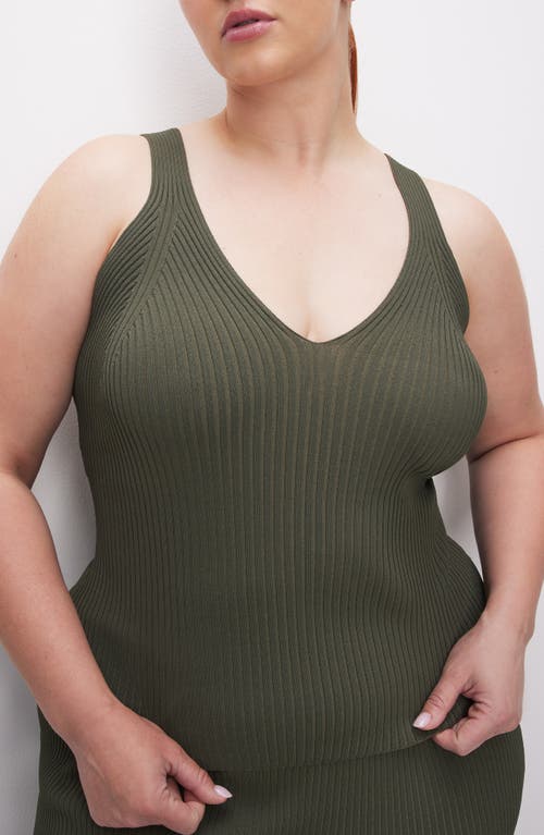 Good American Shine Rib Tank In Fatigue001