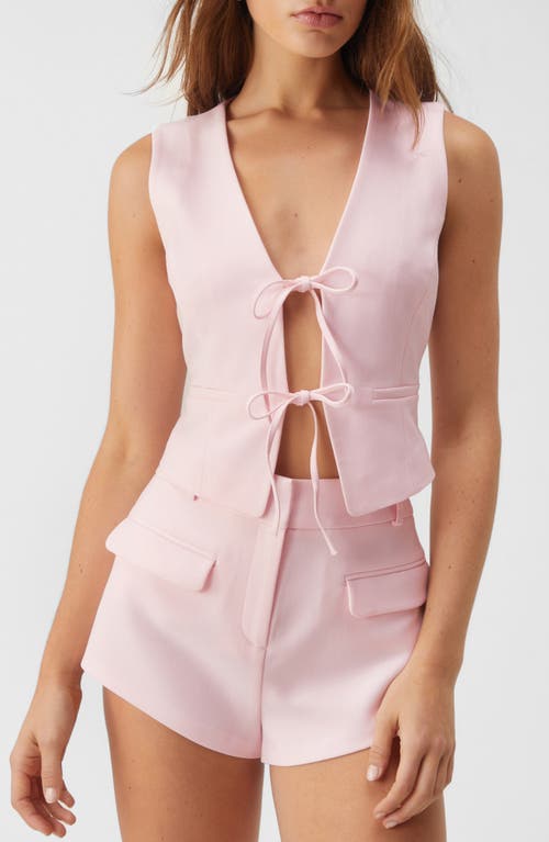 NASTY GAL Tailored Tie Front Vest Baby Pink at Nordstrom,