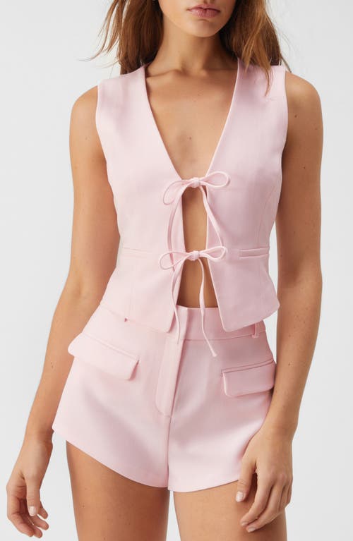 Shop Nasty Gal Tailored Tie Front Vest In Baby Pink