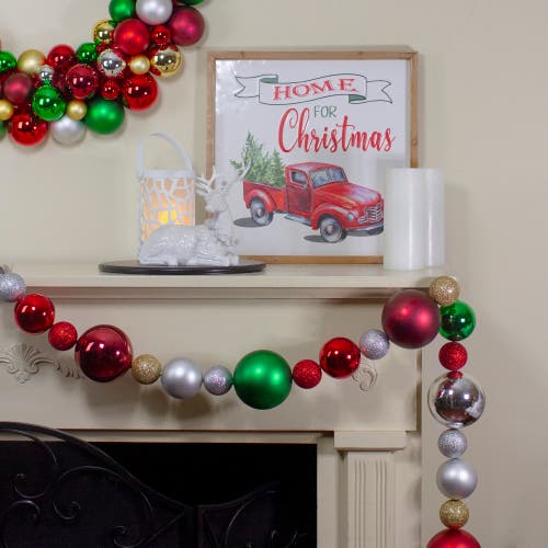 Northlight 3-finish Shatterproof Ball Christmas Garland In Red