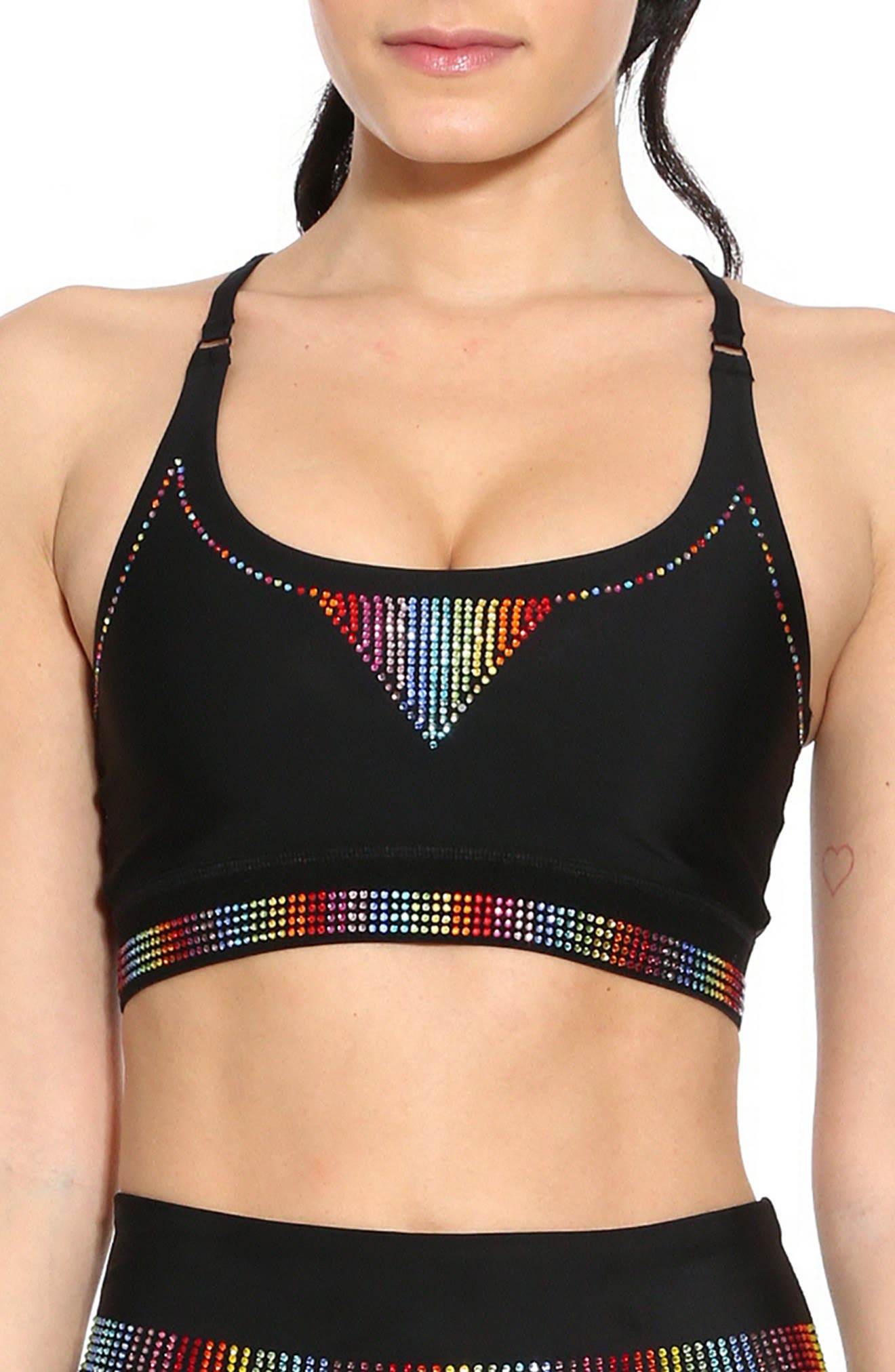 Adam Selman Core Embellished Sports Bra, Black