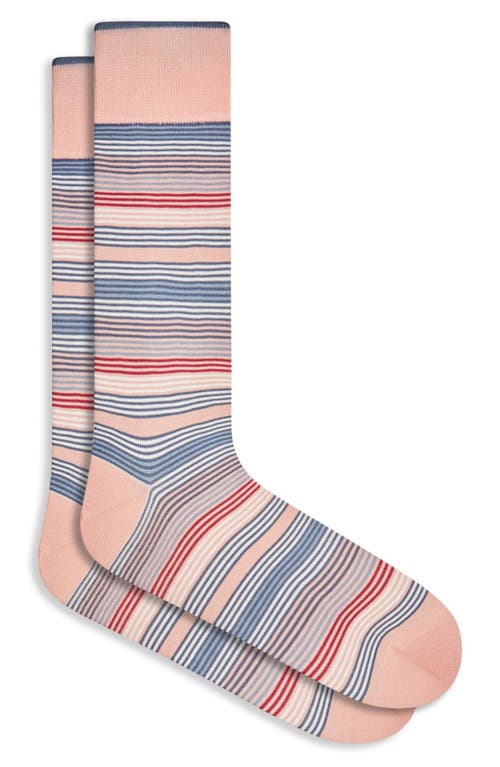 Bugatchi Stripe Dress Socks In Dusty Pink