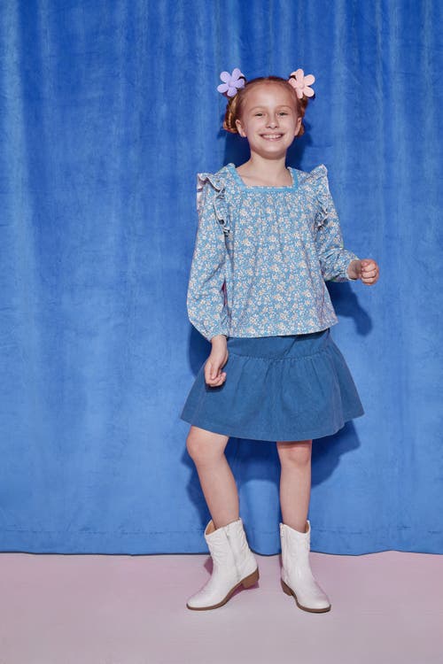Bisby Kids' Floral Knit Adams Top In Roland Floral Blue
