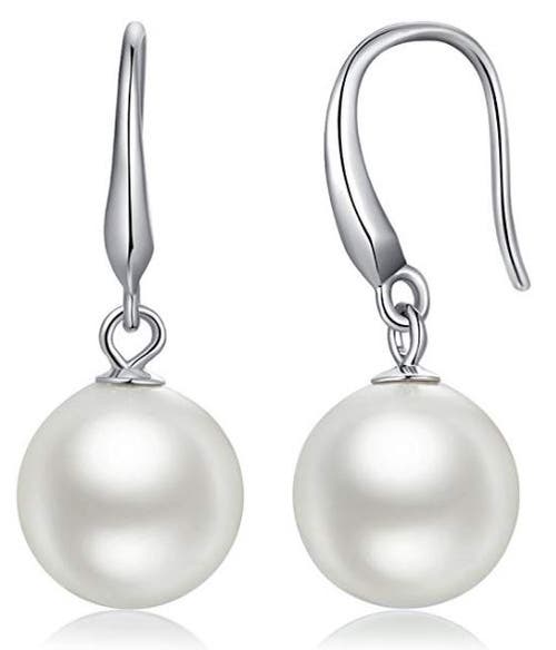 Donatello Gian Dangle Drop Pearl Earrings In Silver