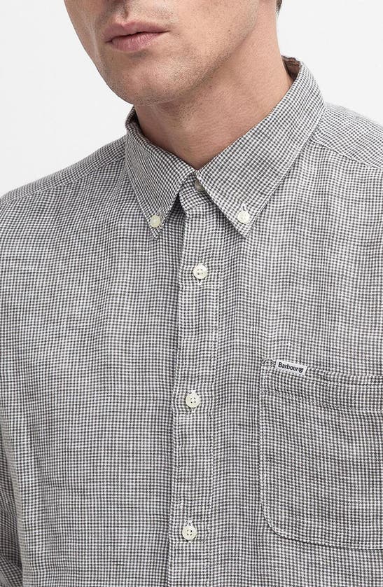 Shop Barbour Linton Tailored Fit Check Linen Button-down Shirt In Olive