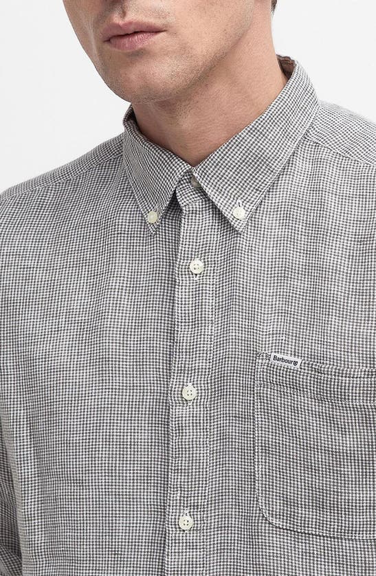 Barbour Linton Tailored Fit Check Linen Button-down Shirt In Olive