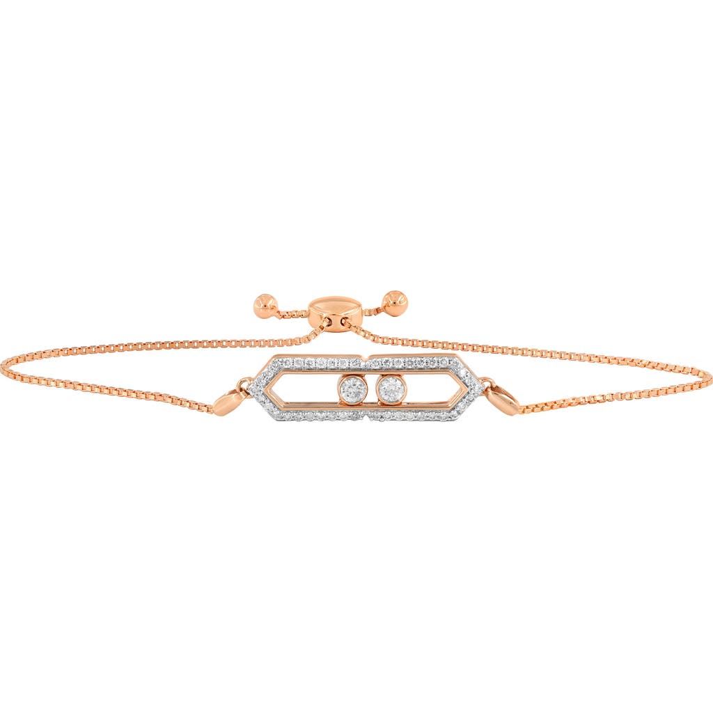Luvmyjewelry Hexagonal Kinetic Slider Bolo Adjustable Diamond Bracelet In 14k Gold In 14k Rose Gold