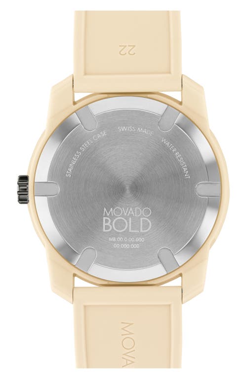 Shop Movado Bold Tr90 Silicone Strap Watch, 42mm In Ivory