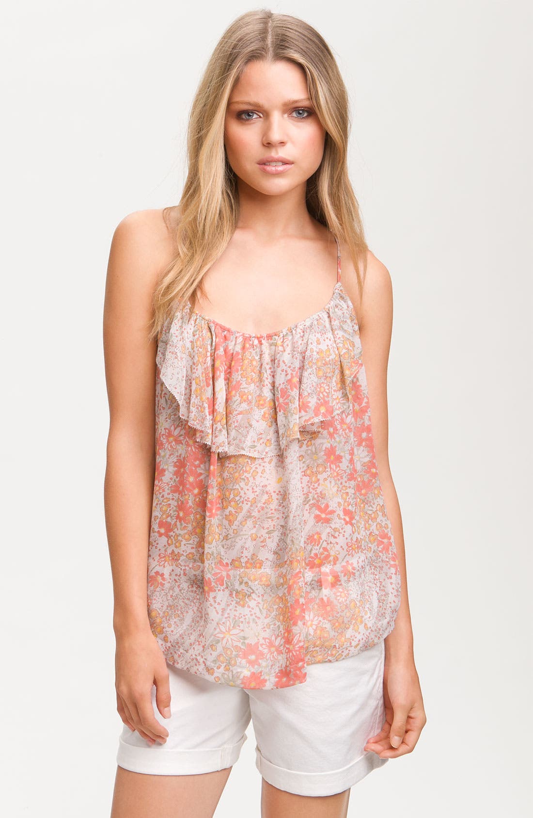 Joie 'Nya' Print Silk Ruffle Camisole Nordstrom