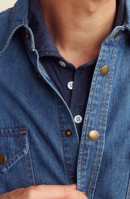 Billy Reid Rosedale Denim Snap-up Shirt In Light Indigo
