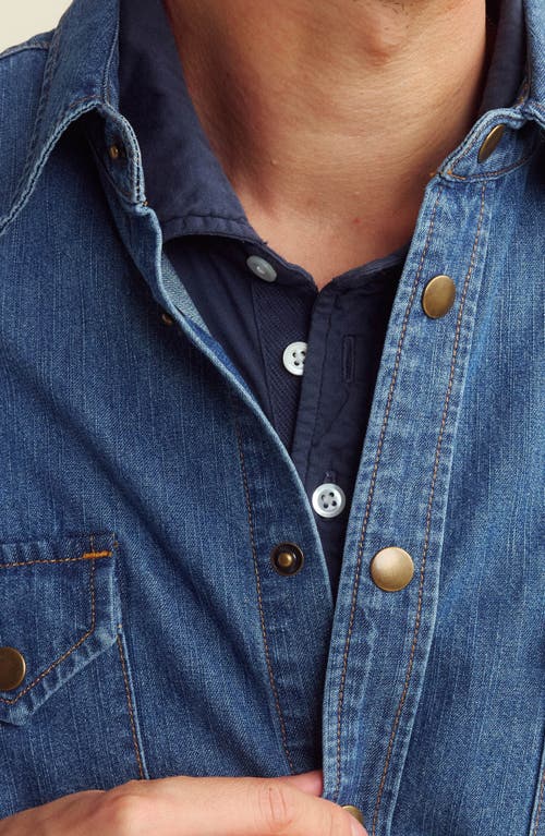 Shop Billy Reid Rosedale Denim Snap-up Shirt In Light Indigo