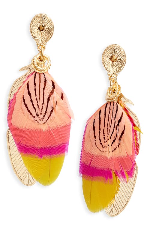 Gas Bijoux Small Sao Feather Earrings in Multi Yellow at Nordstrom
