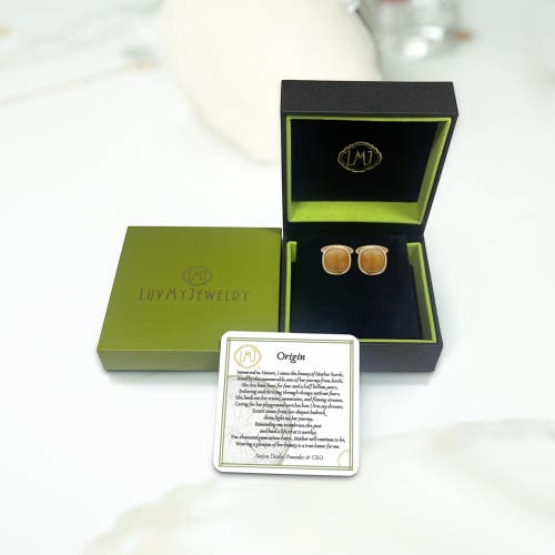 Luvmyjewelry Yellow Lace Agate Stone Cufflinks In 14k Yellow Gold Plated Sterling Silver In 14kt Gold Vermeil On Sterling