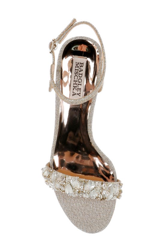 Badgley Mischka Tanessa Satin Ankle-strap Sandals In Platino