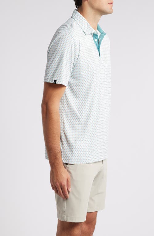 Shop Swannies Caleb Medallion Print Golf Polo In Surf Spray