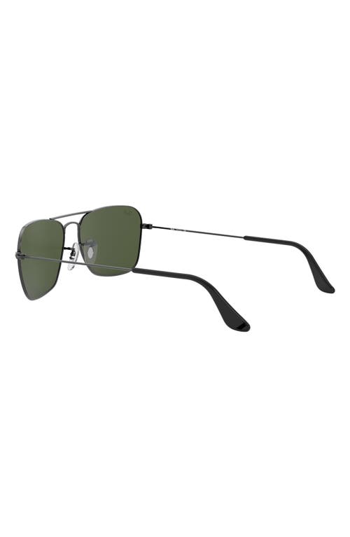 Ray Ban Ray-ban 58mm Rectangle Aviator Sunglasses In Gunmetal/crystal Green