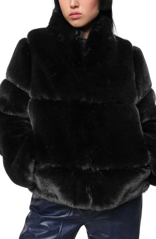 Shop Apparis Sai Short Recycled Polyester Pluche™ Faux Fur Coat In Noir