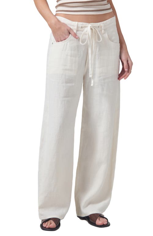 Shop Citizens Of Humanity Brynn Linen Drawstring Pants In Vanilla