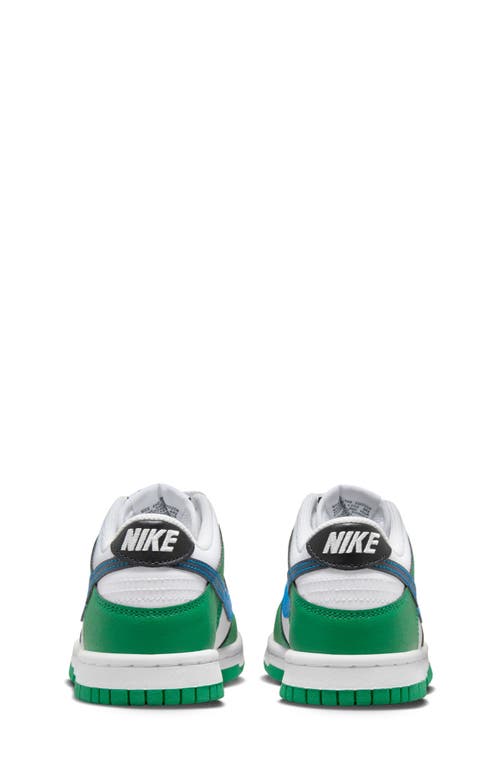 Shop Nike Kids' Dunk Low Basketball Sneaker In Malachite/blue/black