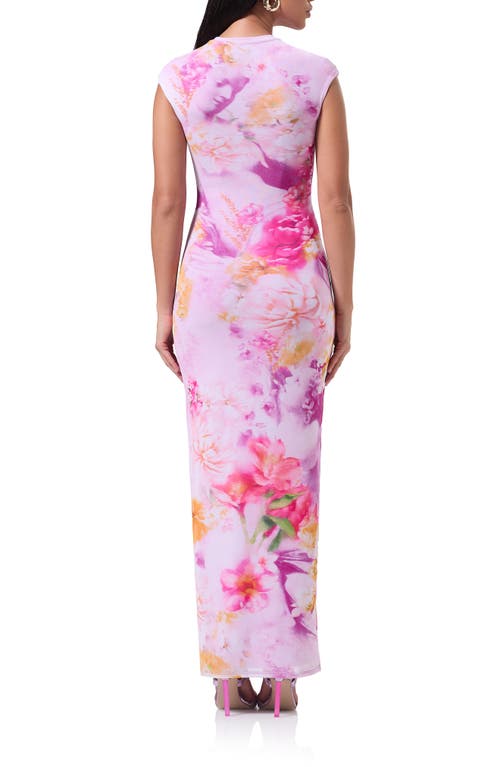 Shop Afrm Cody Print Cap Sleeve Mesh Maxi Dress In Floral Portrait