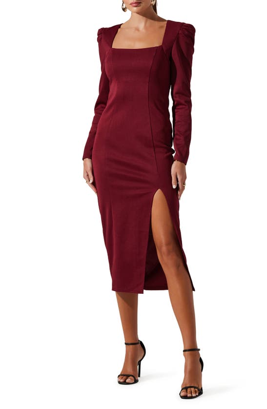 ASTR BACK CUTOUT LONG SLEEVE MIDI DRESS