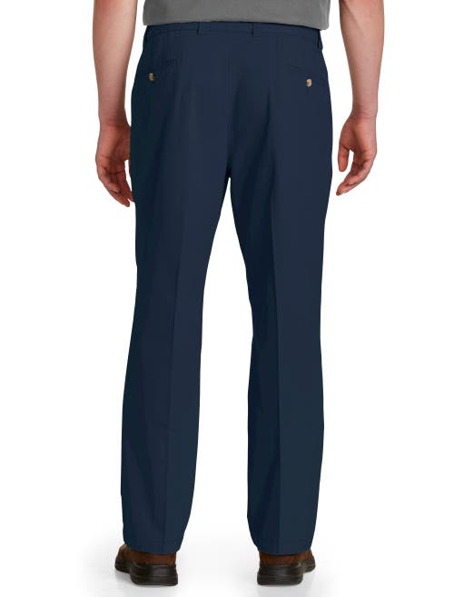 Harbor Bay Waist-relaxer Pleated Twill Pants In New Navy