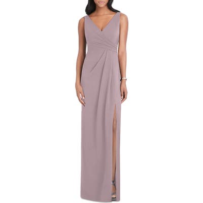 After Six Pleated Surplice Stretch Crepe Gown, Pink