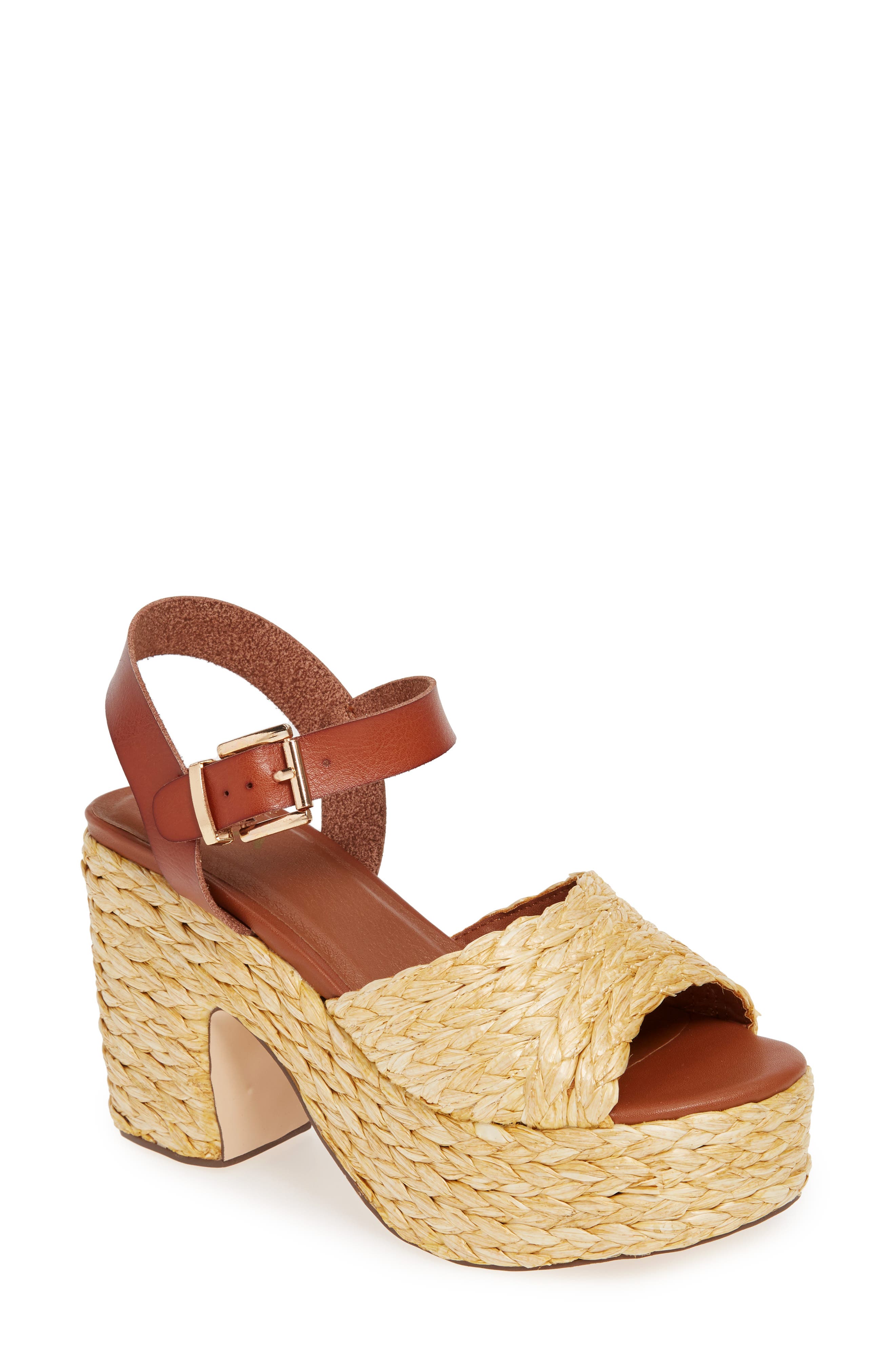 Mia Whitney Woven Platform Sandal- Brown