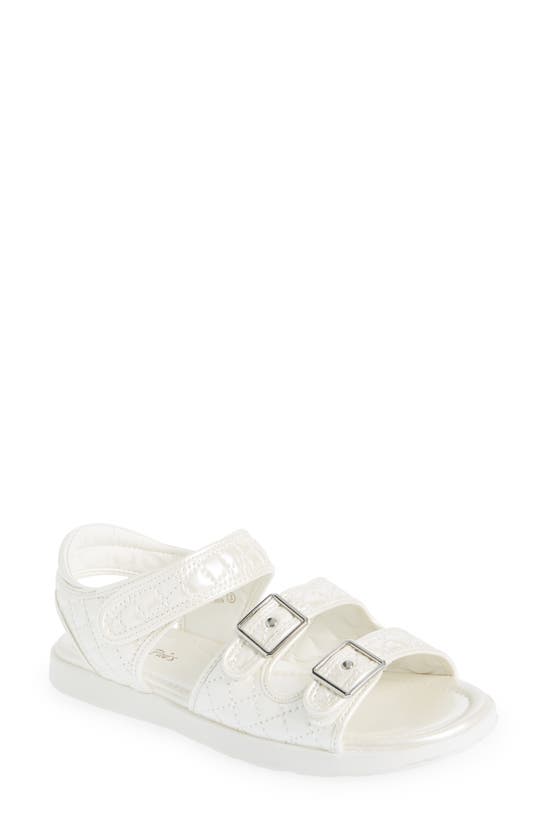 Dream Pairs Kids' Triple Strap Sandal In Beige/ White