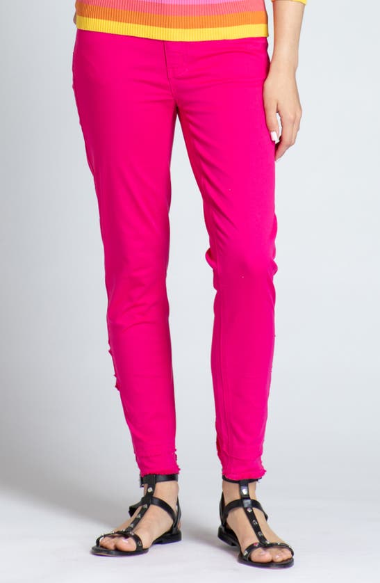 Apny Double Tulip Hem Back Skinny Jeans In Pink
