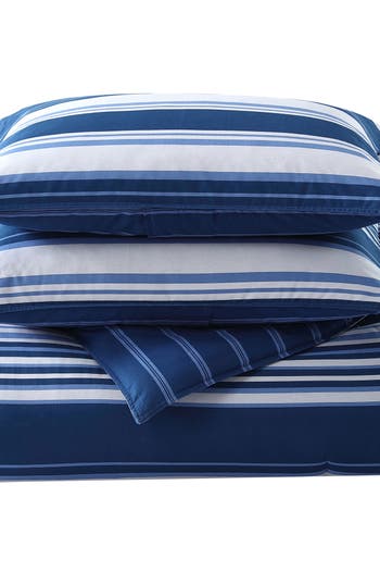 Nautica Lakeview Stripe Comforter & Sham Set In Grey/blue