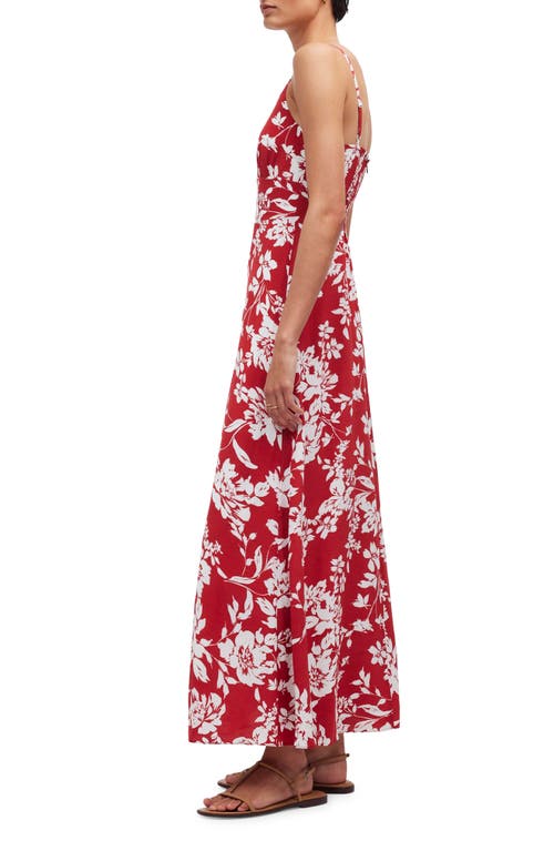 Shop Madewell Floral Square Neck Tank Dress In Exploded Red Floral