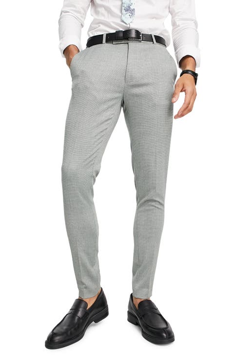 mens slim dress pants grey