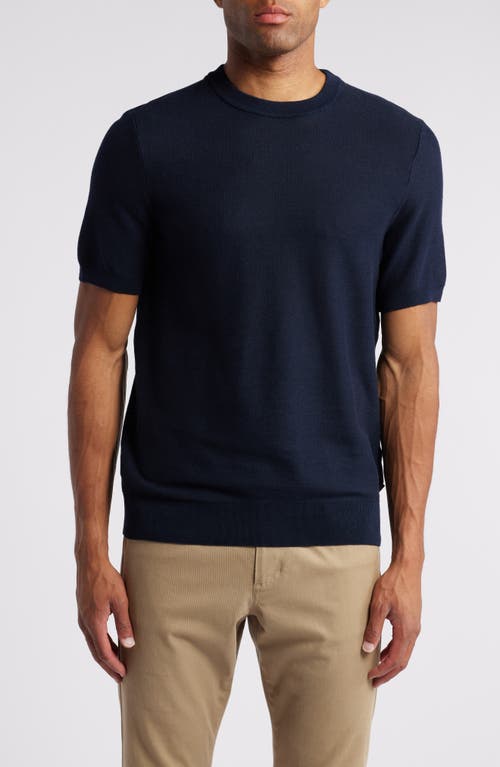 Shop Hugo Boss Boss Tantino Cotton Blend Crewneck Top In Dark Blue