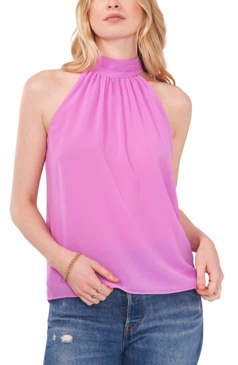 LouKeith Womens Tops Halter Sleeveless Summer Tank Tops Petite Basic Tees Shirts  Cami Beach Blouses Pink
