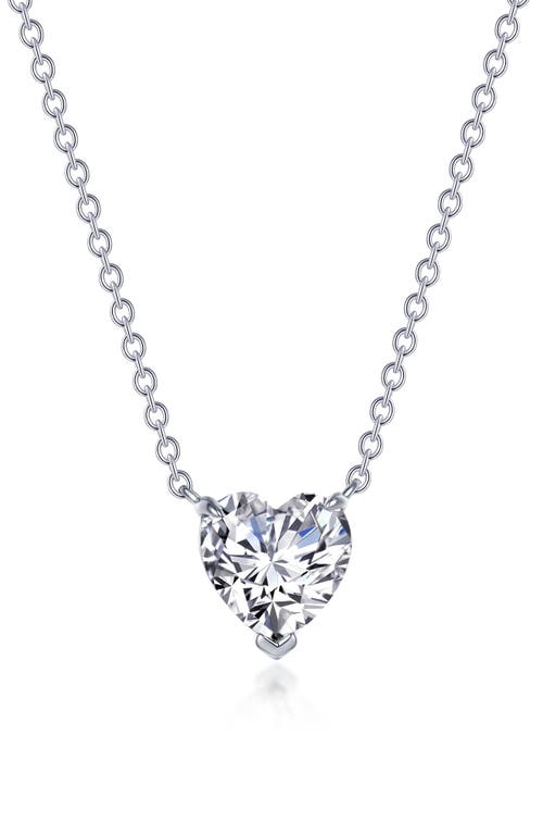 Simulated Diamond Solitaire Heart Pendant Necklace in White/Silver