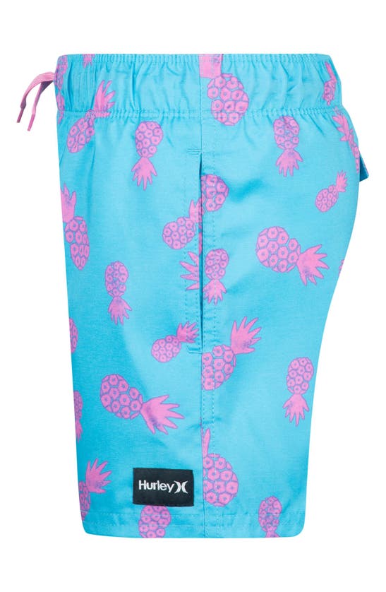 Shop Hurley Kids' Pineapple Pool Party Pull-on Swim Shorts In Blue Lazer