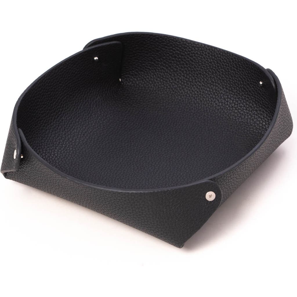 Bey-berk Catchall Leather Valet Tray In Grey
