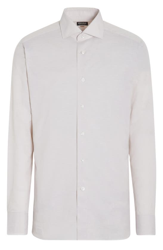 Shop Zegna Couture Cotton & Linen Button-up Shirt In Beige