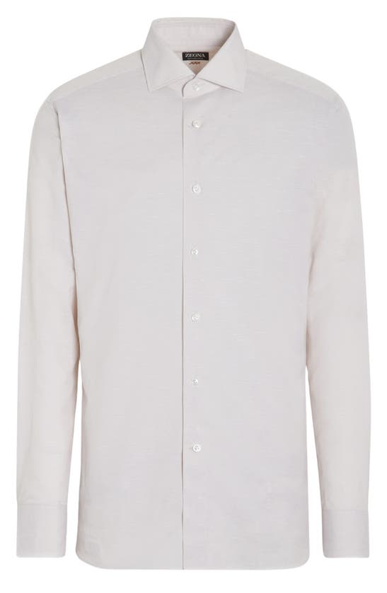 Zegna Light Beige Centoventimila Cotton And Linen Shirt In Beige
