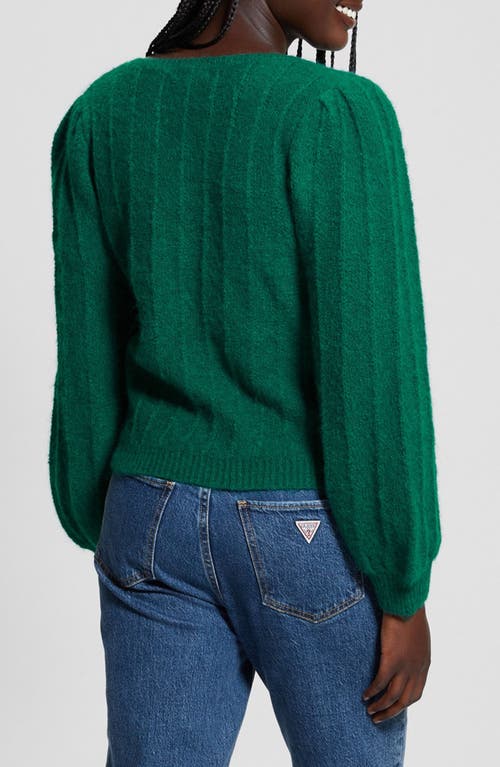 Shop Guess Madeline Pointelle Detail Sweater In Adventurous Green