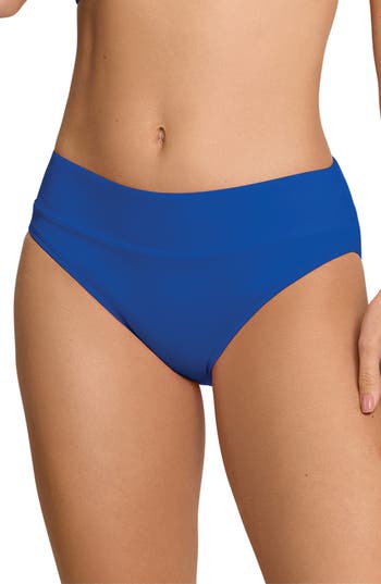 Jantzen Solid Agnes Banded Hipster Bikini Bottoms In Cobalt