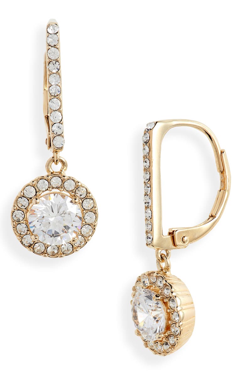 NORDSTROM Cubic Zirconia Halo Drop Earrings, Main, color, CLEAR- GOLD