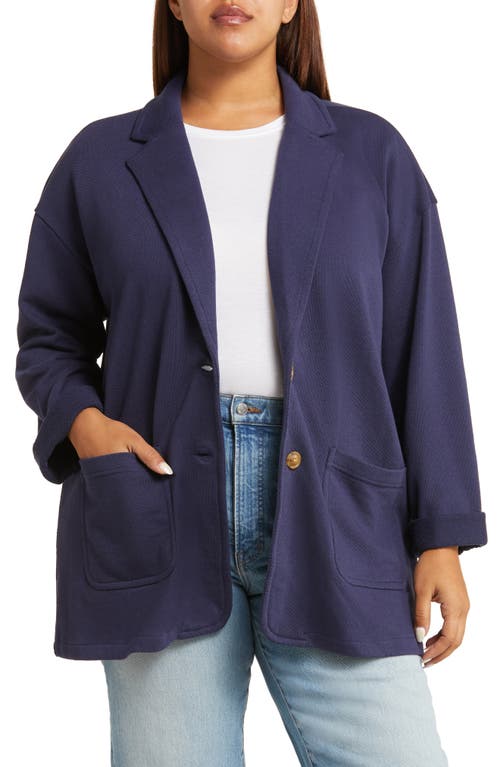caslon(r) Relaxed French Terry Blazer in Navy Peacoat