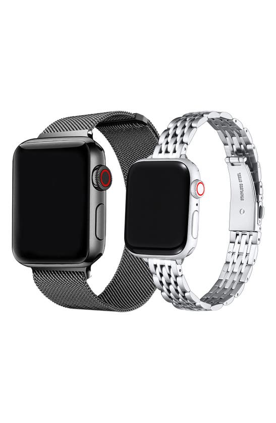 Shop The Posh Tech Assorted 2-pack 38mm Apple Watch® Watchbands In Silver / Black