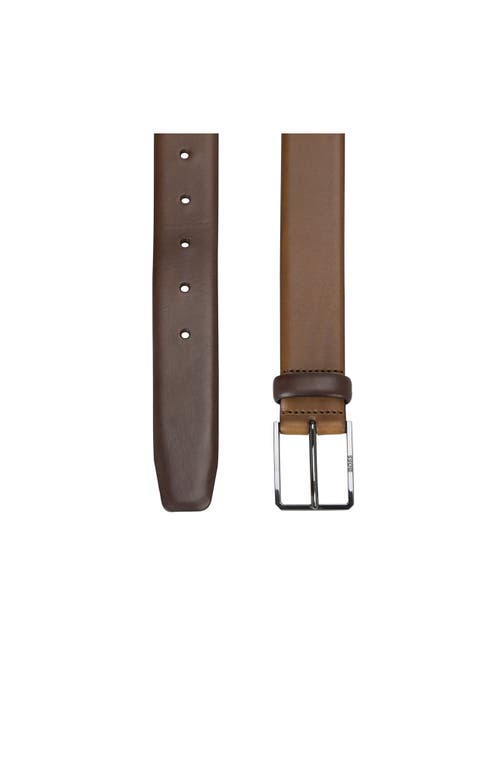 Shop Hugo Boss Boss Cary Leather Belt In Medium Brown