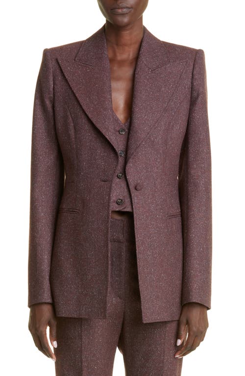 GABRIELA HEARST Women's Addin Strech Wool & Silk Tweed Blazer in Prune/Multi